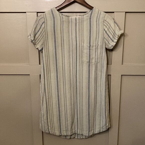 CLOTH & Stone Anthropologie Linen Blend Striped Shirt Dress Button Back Size XS - Picture 5 of 14